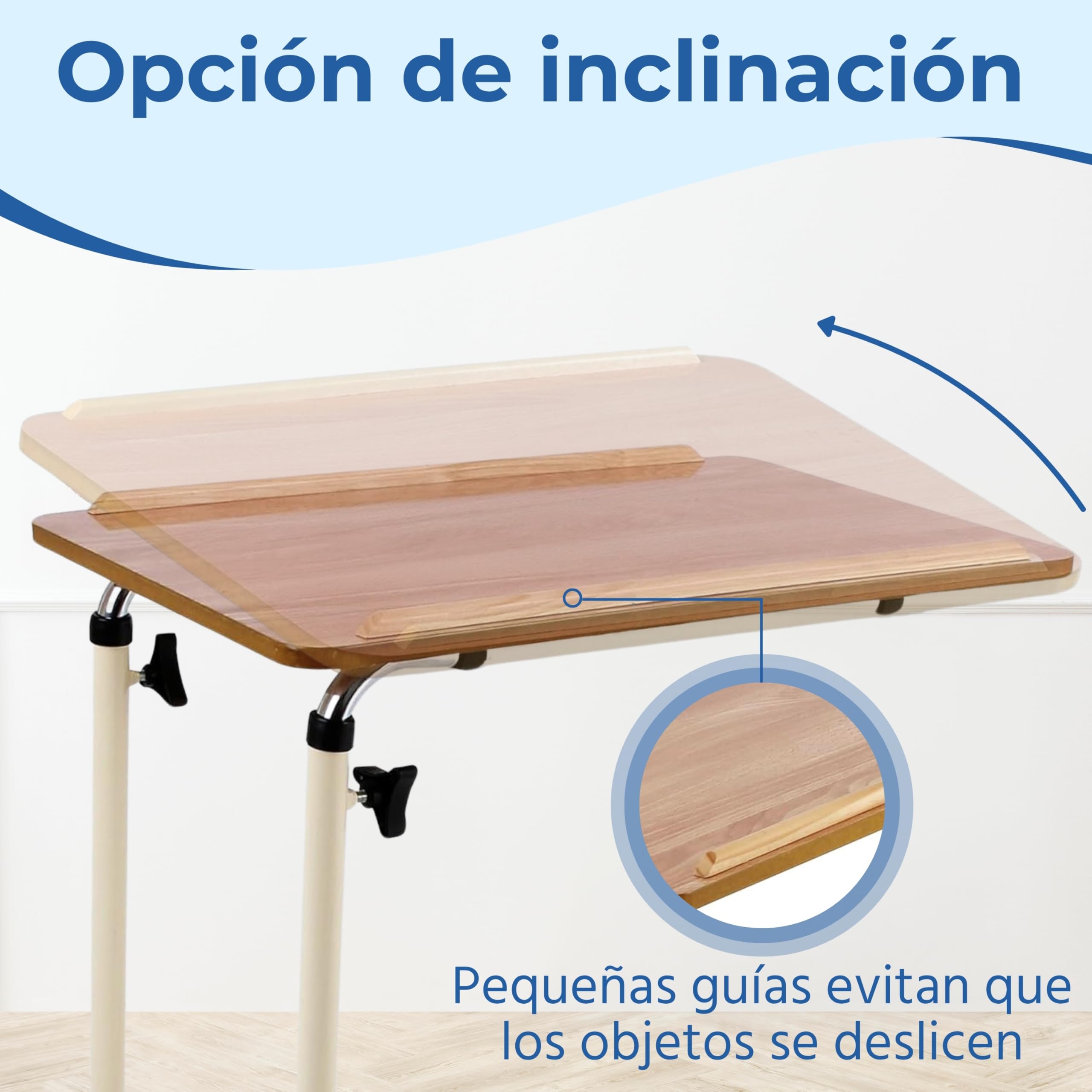 Patterson Medical - Mesilla auxiliar para cama, con ruedas