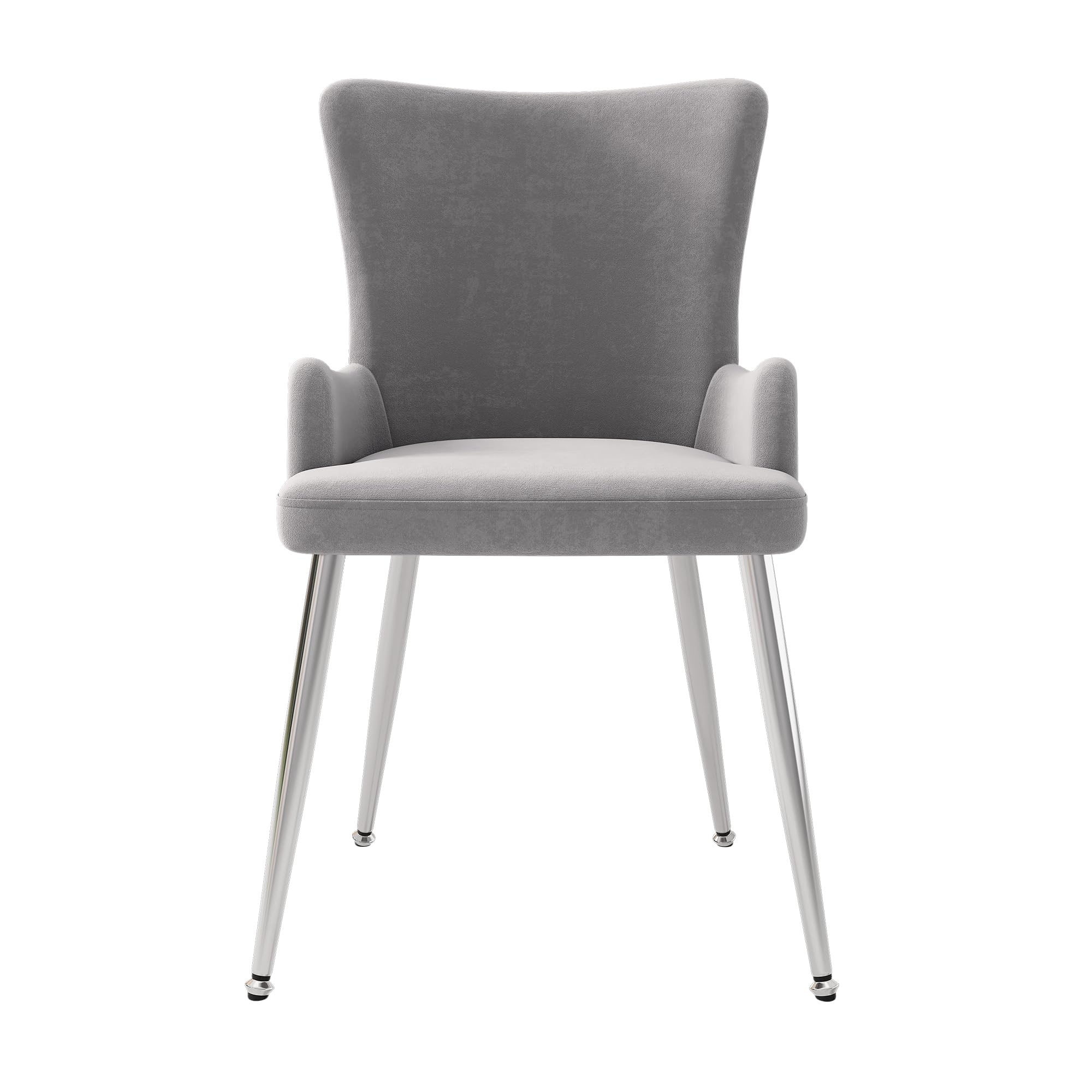 Bladez Juego de 4 sillas de comedor de terciopelo, sillas de salón con patas de metal, color beige (4, gris y plateado, 47 x 49 x 85)