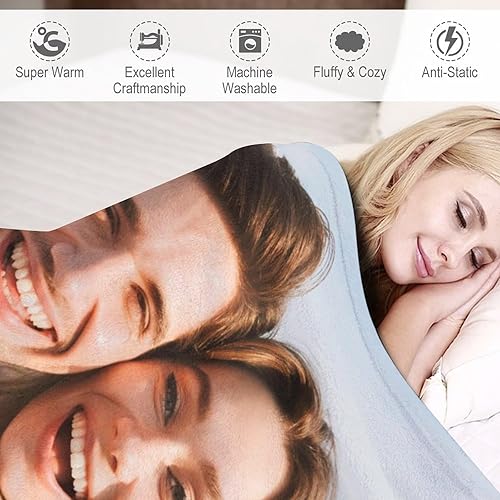 Miniatura 4 de Manta personalizada con fotostexto, manta personalizada con imagen, manta de forro polar suave para esposa, pareja, amigos, regalos conmemorativos