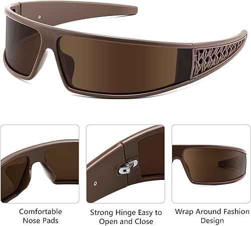 Miniatura 4 de FEISEDY Y2K - Gafas de sol envolventes con diadema para mujeres y hombres, lentes de sol con marco de moda, elegantes y deportivos, B4178