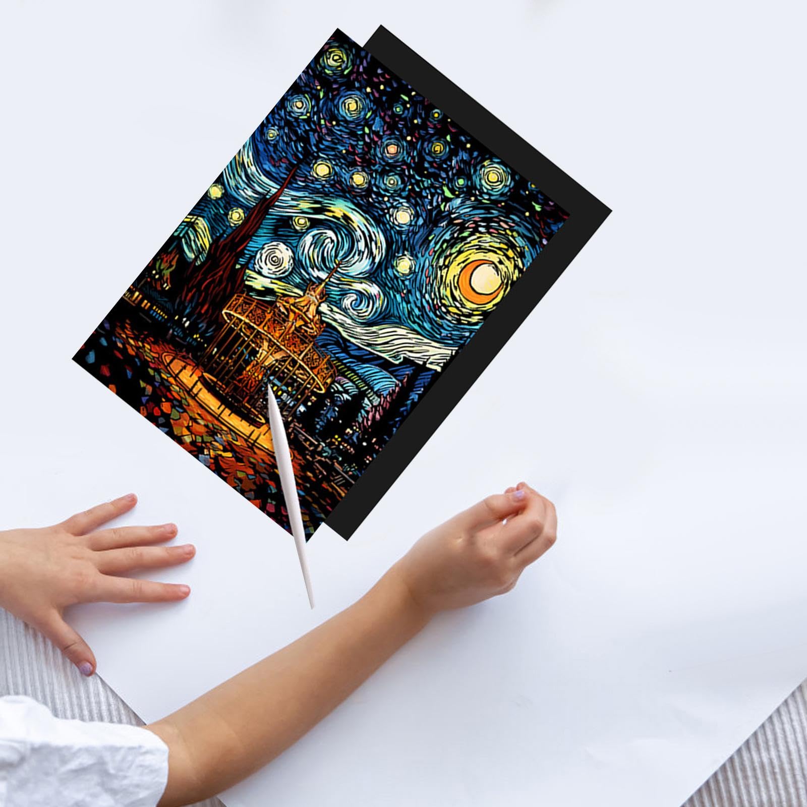 4 Pièces Papier à Gratter Luminescent avec Stylet, Cartes Animaux, Peinture Magique, Jouet Anti-Stress, Dessin DIY, Décoration, Cadeau pour Enfants et Adultes  26