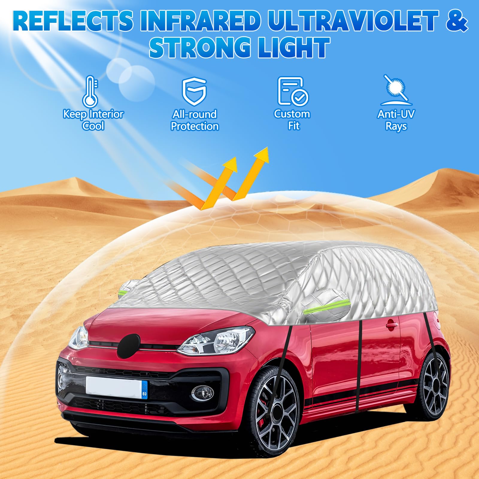 Mezza Copertura Auto Anti-grandine Sostituzione per VW UP/SEAT Mii//Skoda Citigo 2011-2024, Copertura Protezione per Tetto Morbido su Misura impermeabile, Anti-neve Mezzo Garage ispessito