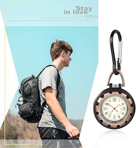 Miniatura 3 de Lancardo Clip On Quartz Watch for Men and Women Glow in The Dark Backpack Buckle Belt Fob Watch for Doctors Nurses Chefs Hiking or Climbing