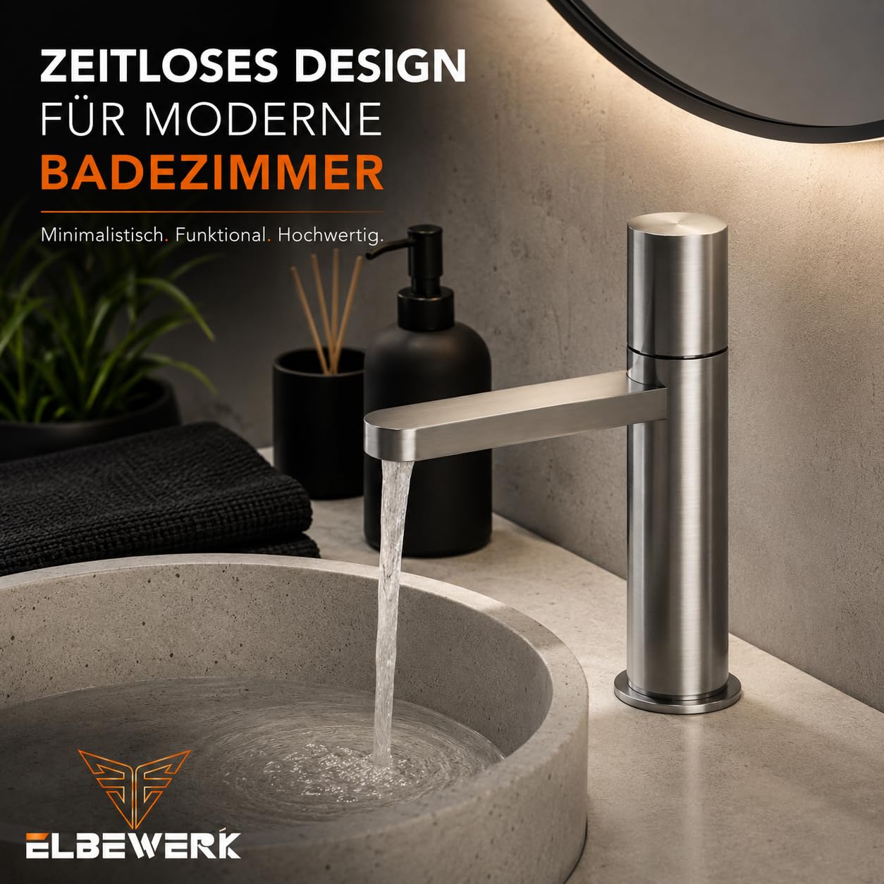 Premium Waschtischarmatur aus Edelstahl 316 gebürstet – Einhebelmischer für Waschbecken, moderne Badarmatur