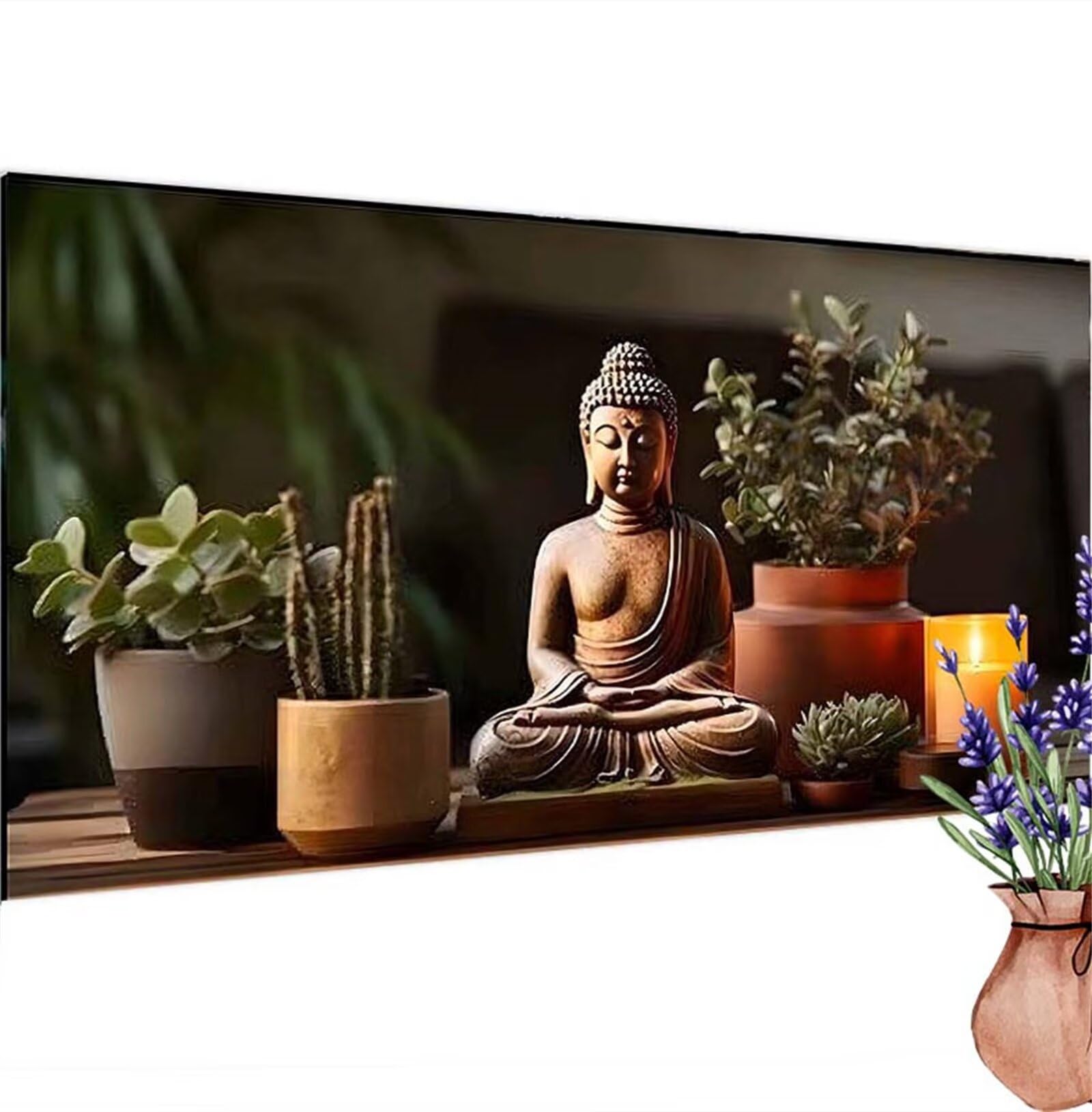 Diamond Painting Adulte Grand 160x80 cm Bouddha Diamond Painting Broderie Diamant kit, 5D Peinture Diamant Plantes Adultes Débutants DIY Mosaïque Artisanat kit pour Décoration Murale Maison k-847