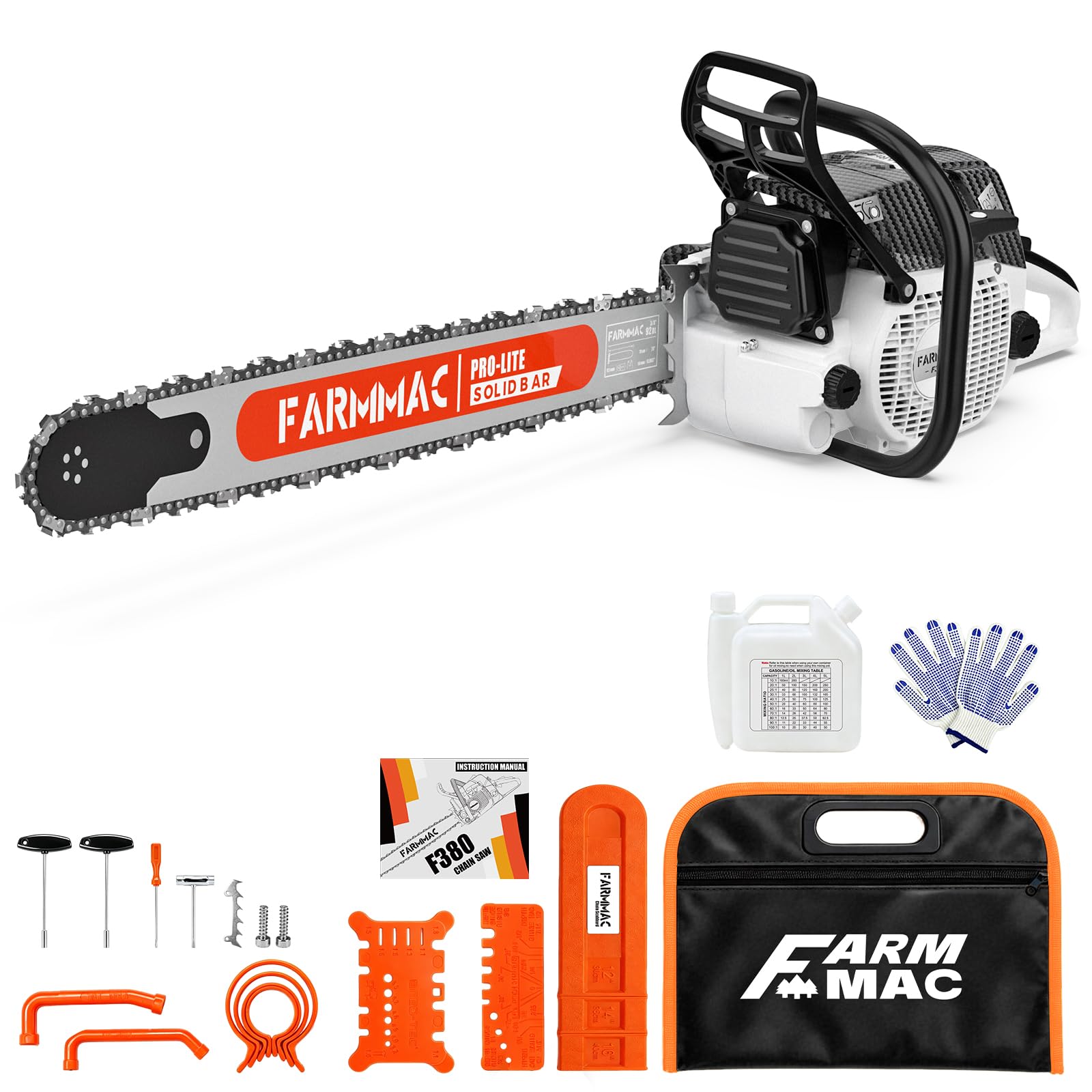FARMMAC F380W chainsaw with 28 inch bar