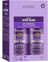 Inoar, Speed Blond Kit Duo – Shampoo e Condicionador Matizador com Óleo de Argan, Azuleno e Ativos Vegetais para Cabelos Loiros e Grisalhos - 250ml