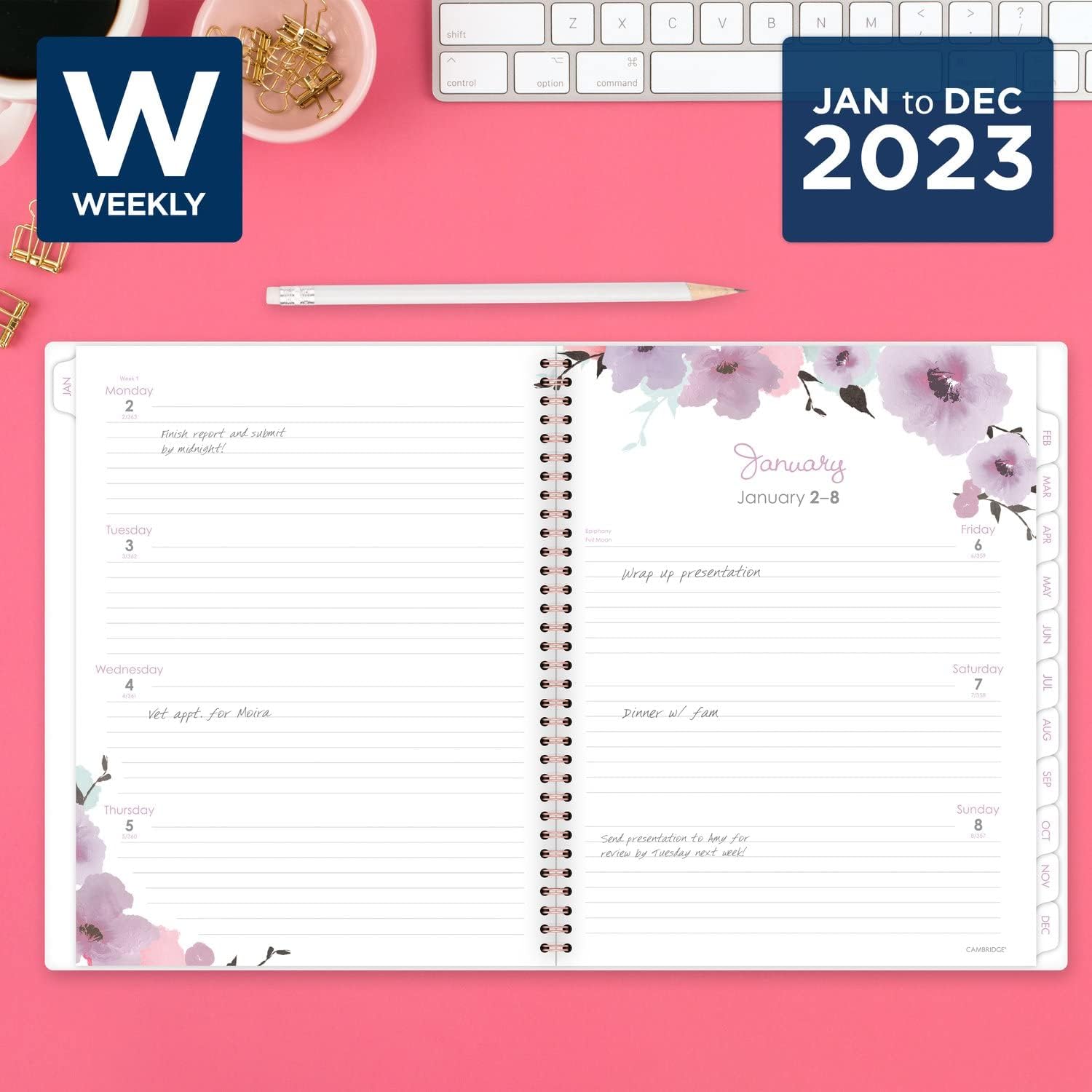 Cambridge 2023 Weekly & Monthly Planner, 8-1/2" x 11", Large, Mina (1134-905)