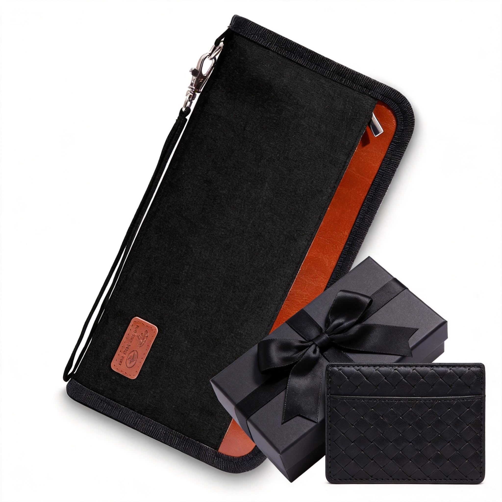 Cartera de piel auténtica RFID para pasaporte familiar, impermeable, artículos esenciales de viaje, Negro1, Vintage