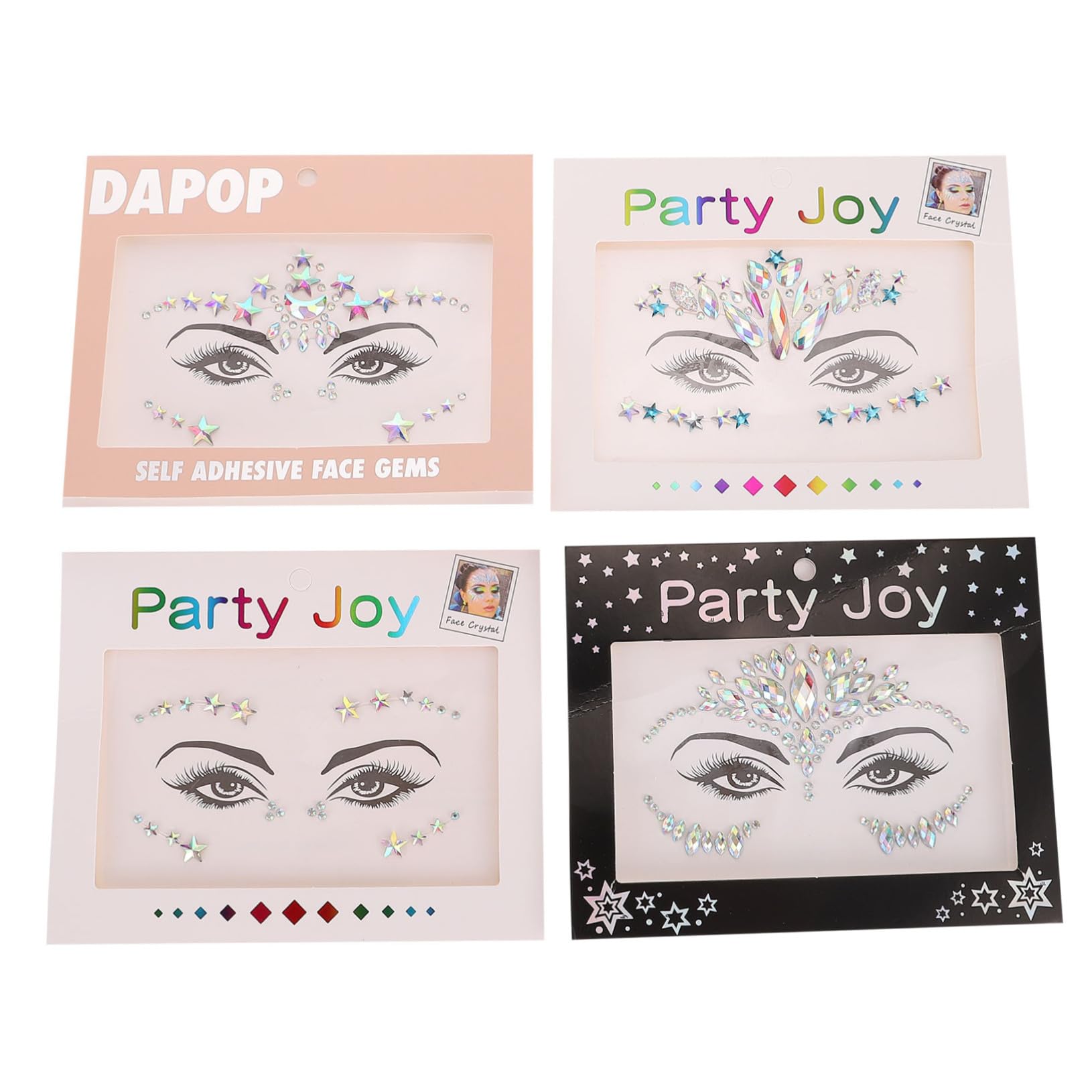 FOMIYES 16 Hojas Cara Pegatinas De Joya del Cuerpo Gemas para Maquillaje Tatuajes De Cristal En La Cara Joyas De Cara De Halloween Manicura Acrílico Globo Ocular Mujer