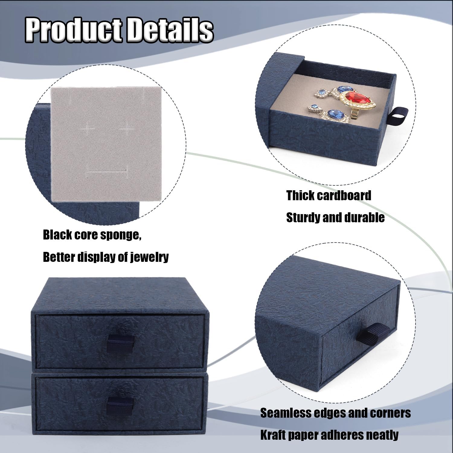 Jewelry Gift Box, 12-Pack Necklace Gift Box Drawer Jewelry Box Bangle Necklace Case For Earrings & Rings, Stylish Necklace Bracelet Organizer, 3.5 x 3.5 x 1.25 Inches (Dark Blue) - Image 5