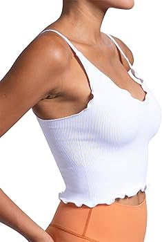Sunzel Tank Top for Women, V Neck Cropped Seamless Ribbed
