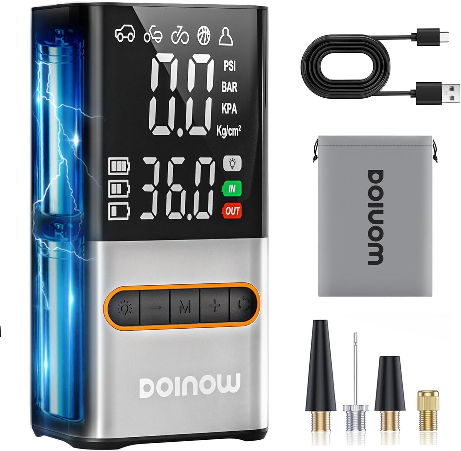 Tire Inflator Portable Air Compressor - Cordless Air Pump for Car Tires with Tire Pressure Gauge (150 PSI) - One Click Smart Pump Tire Inflator for Car, Motorcycle, Bicycle and Ball, Gift for Dad, Men