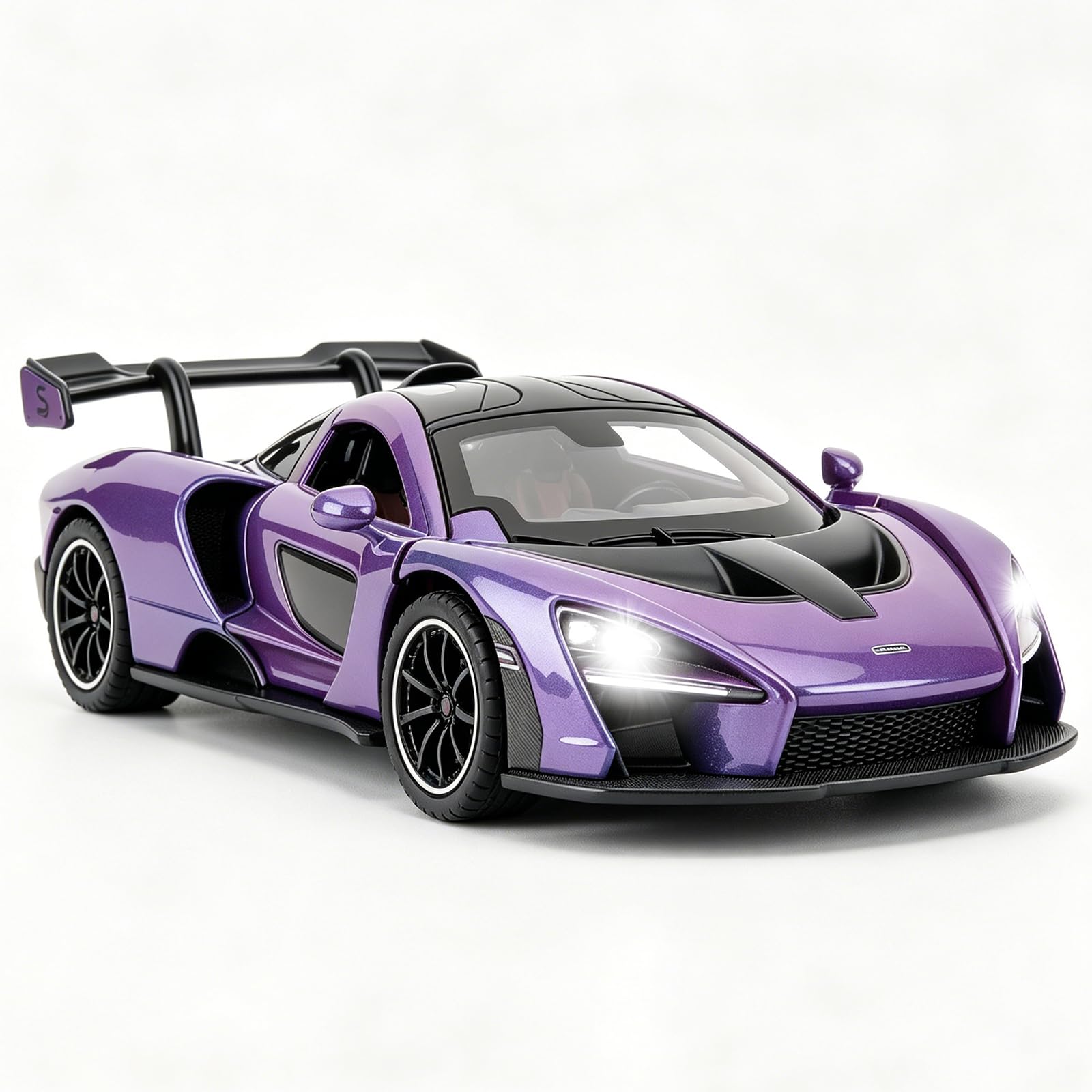 1/32 McLaren Senna Auto Modello, Raccogliere McLaren Senna Super Sport Diecast Auto Giocattoli con Suono e Luce, Lega di Zinco Pull Back Viola Giocattolo Veicolo per Adulti Ragazzi Ragazzi