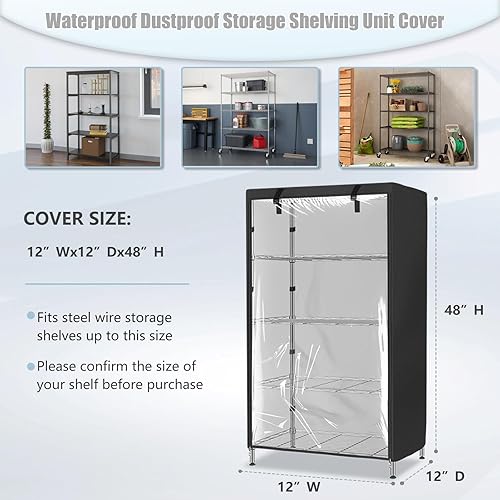 Miniatura 2 de SoloToo Cubierta para estantería de pie, resistente al agua, cubierta de estante de exhibición de baño con panel frontal transparente, se adapta a