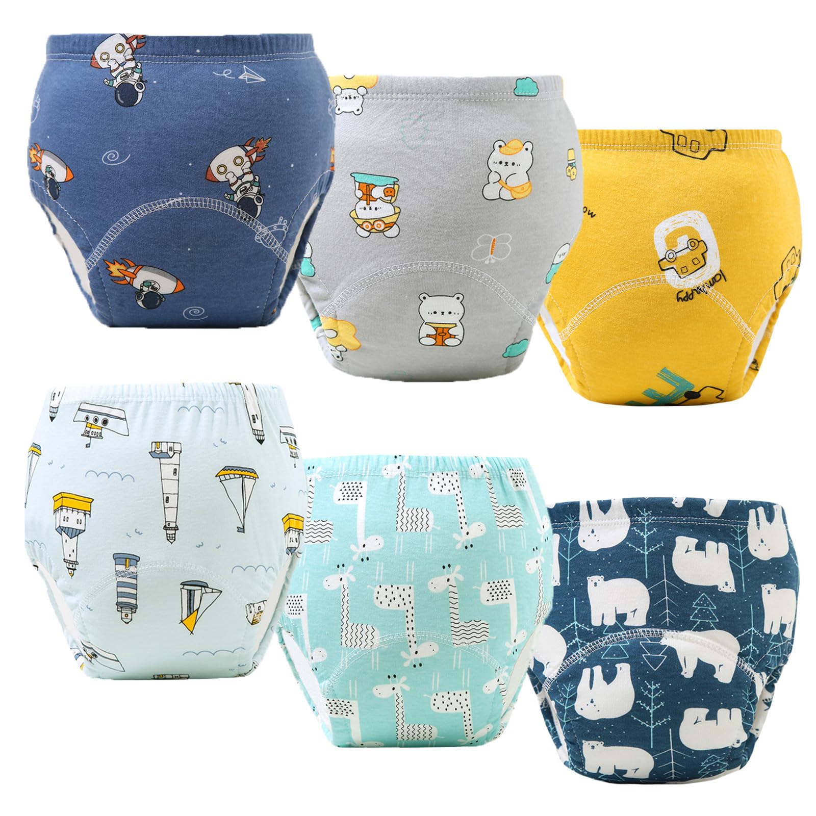 Upairy Training Pants Potty Training Underwear for Boys Girls,Toddler Potty Pants for 2T-6T,Soft Absorbent & Leak-Proof with Characters, 100% Cotton Washable (6PCS,S)