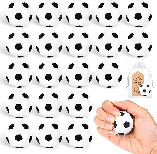 Paquete de 20 pelotas de fútbol pequeñas de espuma, minipelotas de fútbol, regalos de fiesta, bolsas de regalos de fútbol, bolsas de regalos de