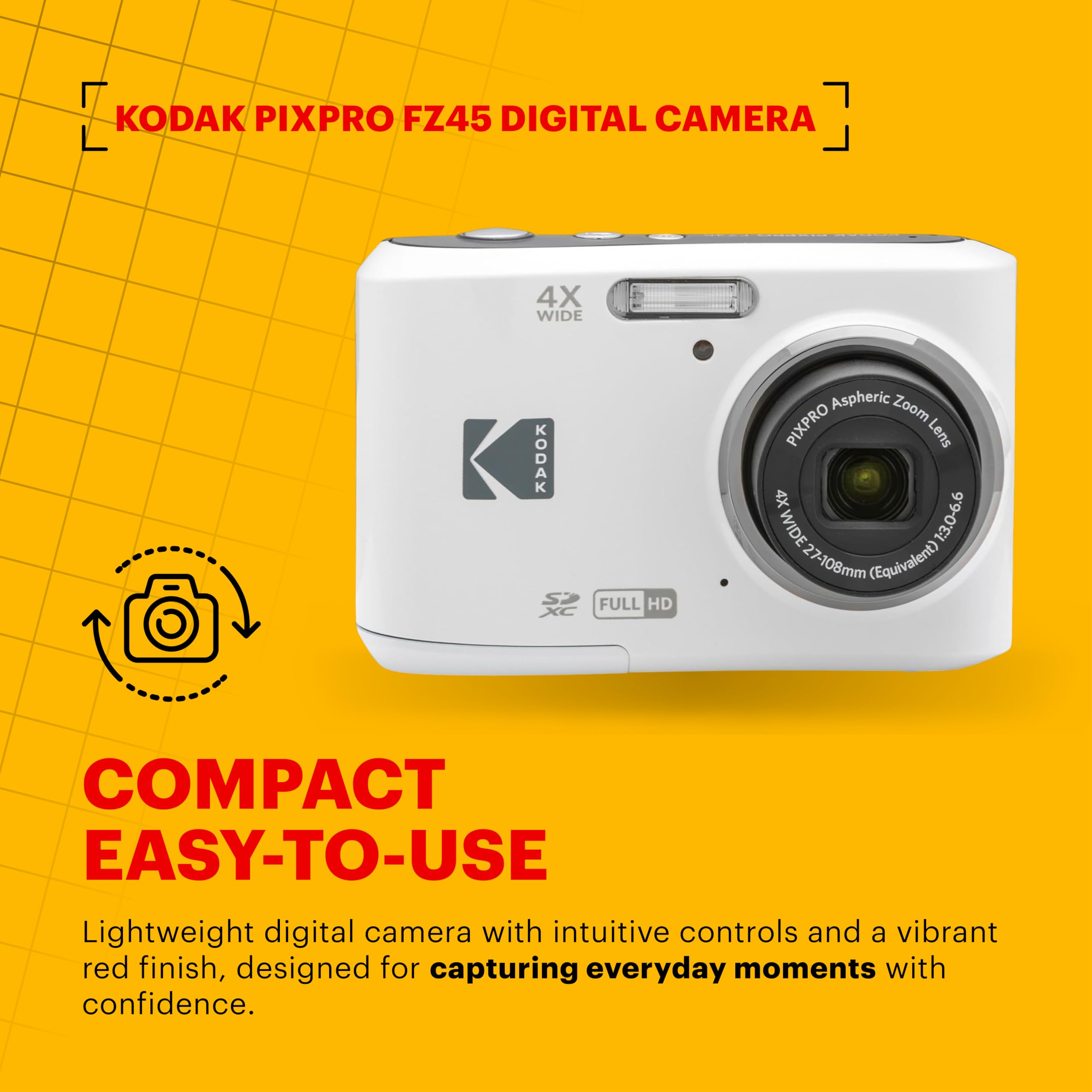 Amazon | Kodak PIXPRO FZ45 デジタルカメラ(白)バンドル 32GB クラス