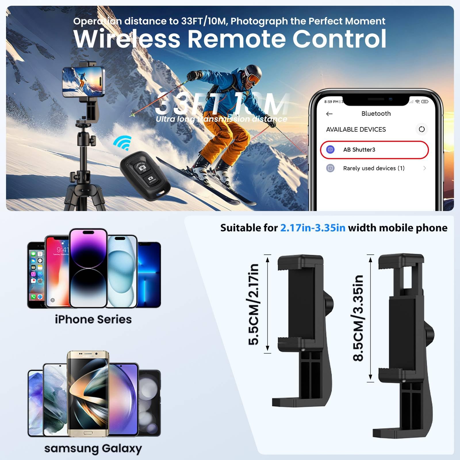 AFAXINRIE Adjustable Phone Tripod, Overhead Phone Mount, Tabletop