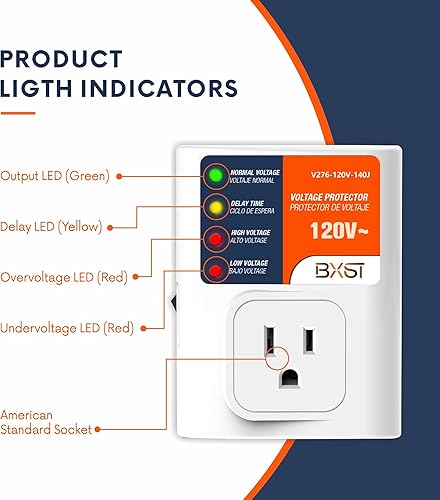 Miniatura 3 de BXST Protector de sobretensiones para electrodomésticos, 120 V 15 A, protector de voltaje con protección contra rayos de 140J, sobrecarga de pared y