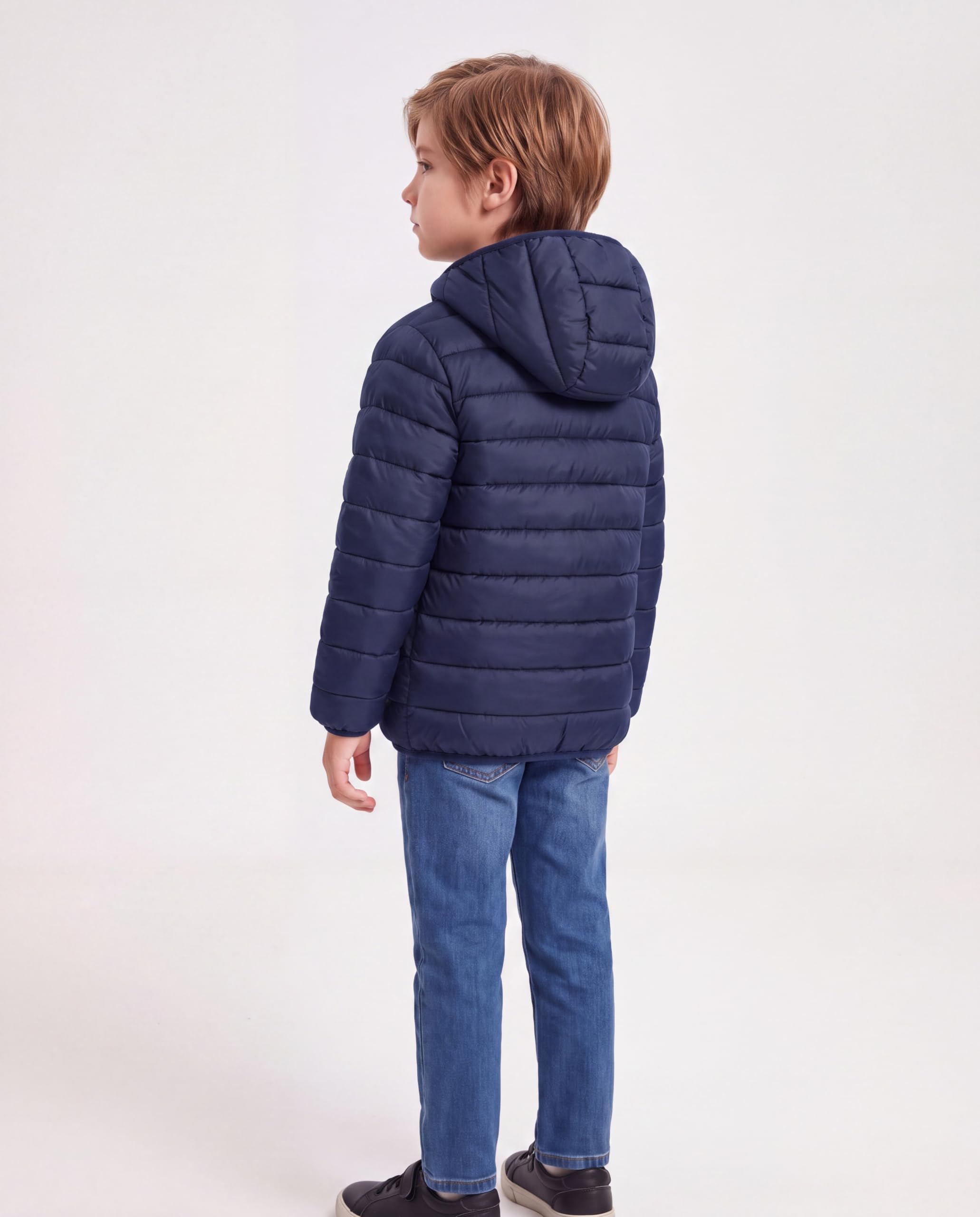 Chaqueta acolchada ligera unisex para niños, abrigo de burbujas plegable con bolsillos con cremallera, con capucha, para adolescentes de 9 a 16 años
