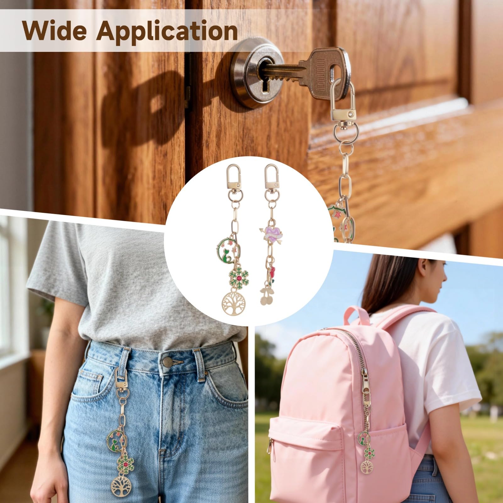 100 Set Schlüsselanhänger Bastelset, goldene Schlüsselanhänger Clips und Haken, Metall Dreh-Schnapphaken mit Schlüsselringen und Kette, DIY Bastelzubehör für Schlüsselanhänger, Schmuck und Taschen