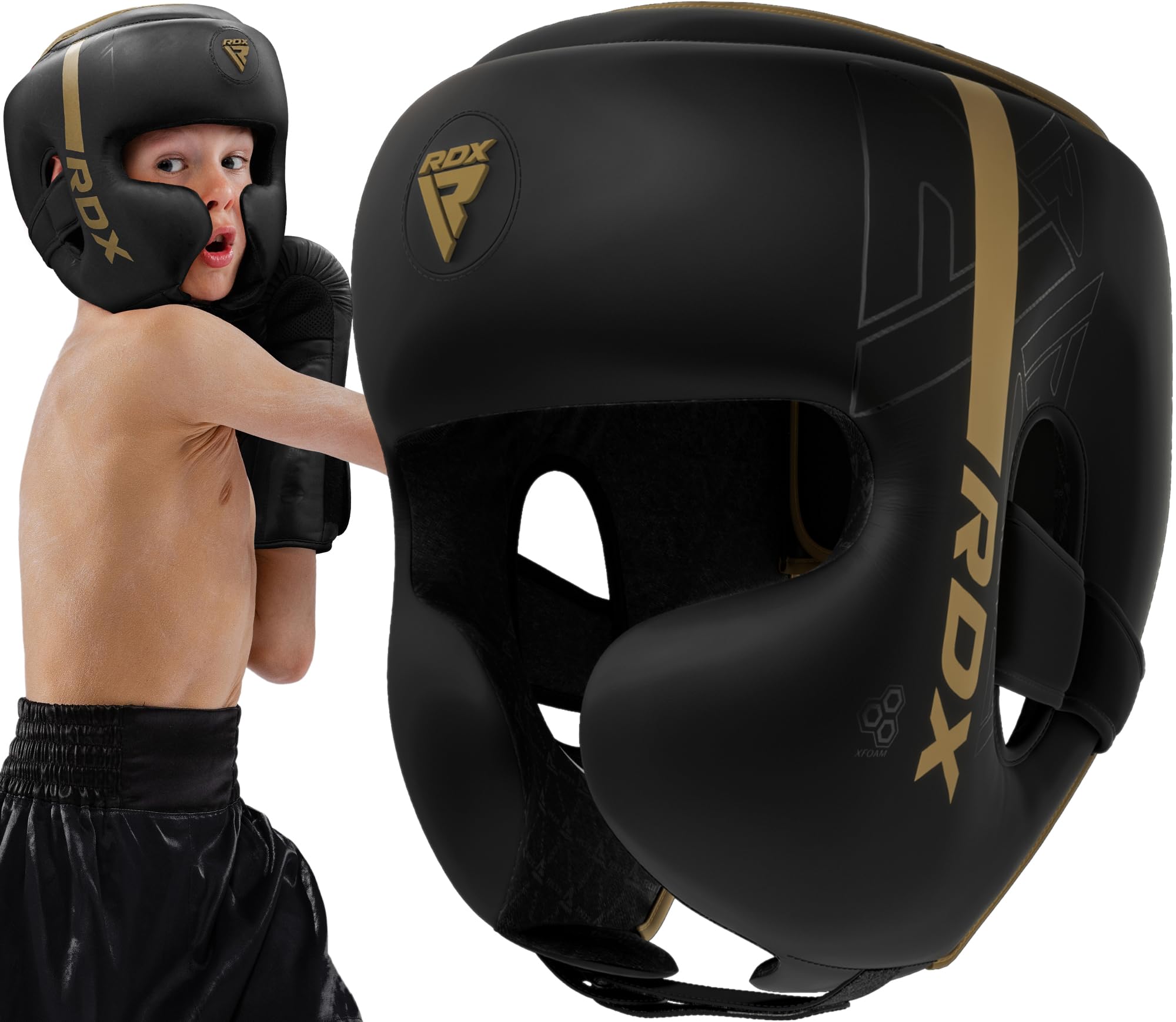 RDX Kinder Boxen Kopfschutz für Kickboxen, Kampfsport, MMA Training, Maya Hide Leder Kara Sparring Thaiboxen Kopfschützer, Boxhelm Krav MAGA Muay Thai, Karate und Taekwondo Fitnessstudio Headgear