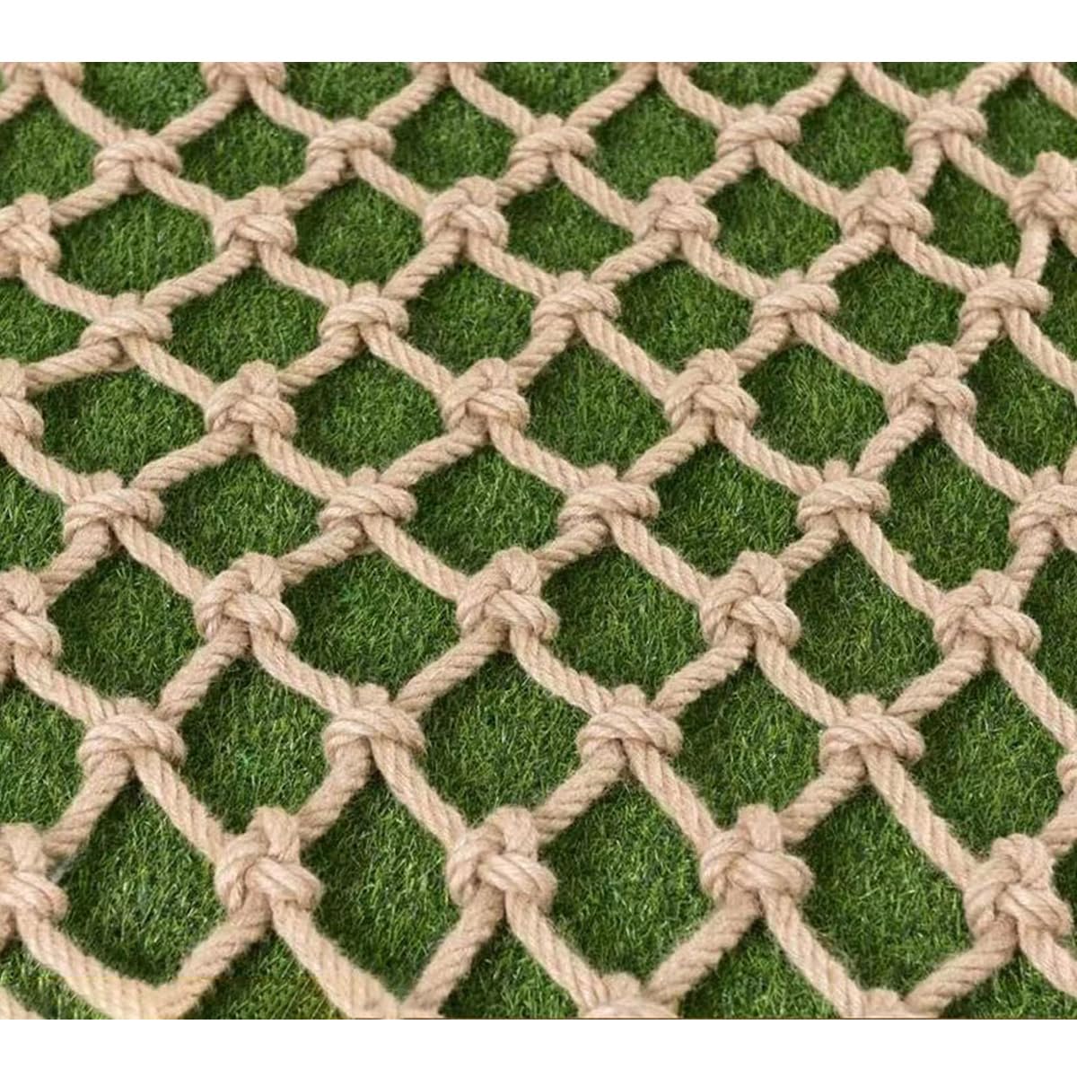 Bzpovb Diamond Mesh Jute Hemp Rope Nets For Safety And Decorative,Rope Ladder For Kids And Pet,Versatile Rope Net,Tree House Climbing Child Safety Stair Balcony Railing Prote(Size:1mx5m(3.2X16.4ft),Color:diamond Mesh)