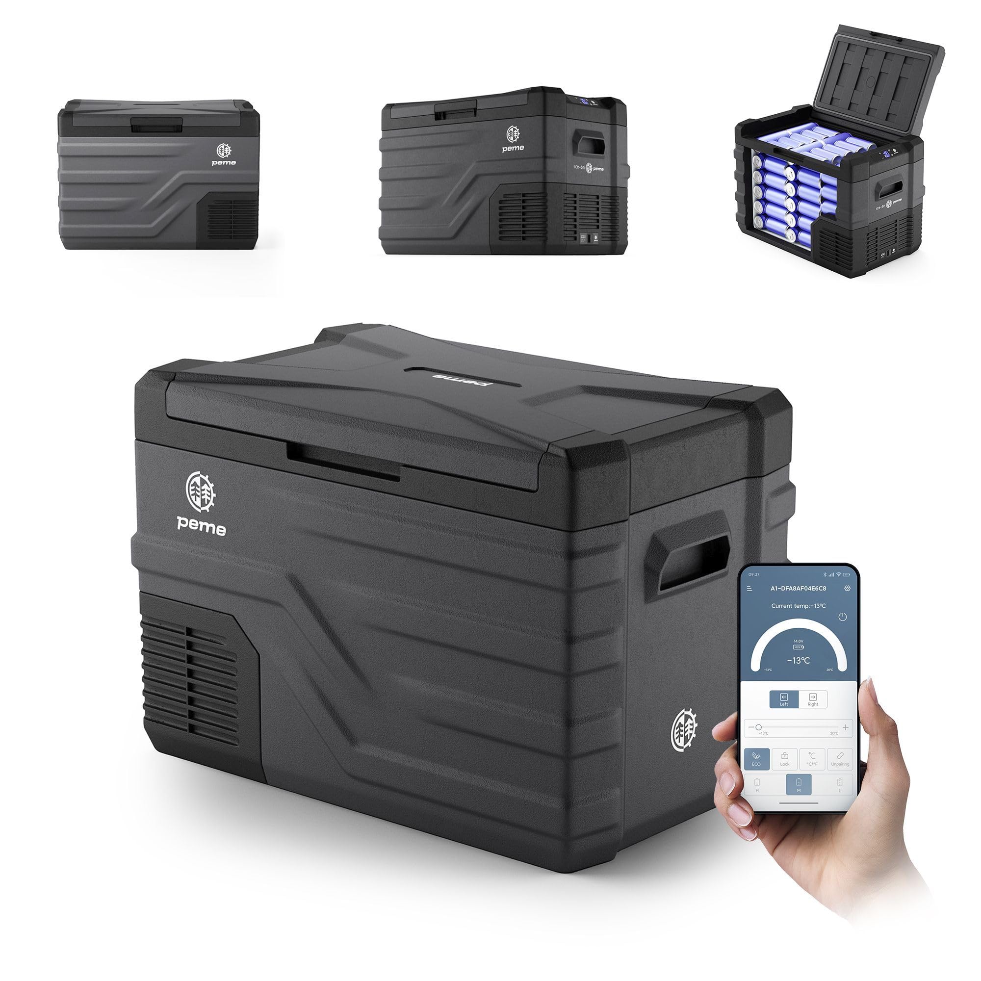 Peme Kühlbox Auto Kompressor Elektrisch Camping Kühlschrank Tragbar 35,3L 12V 24V 220-240V LCD Display