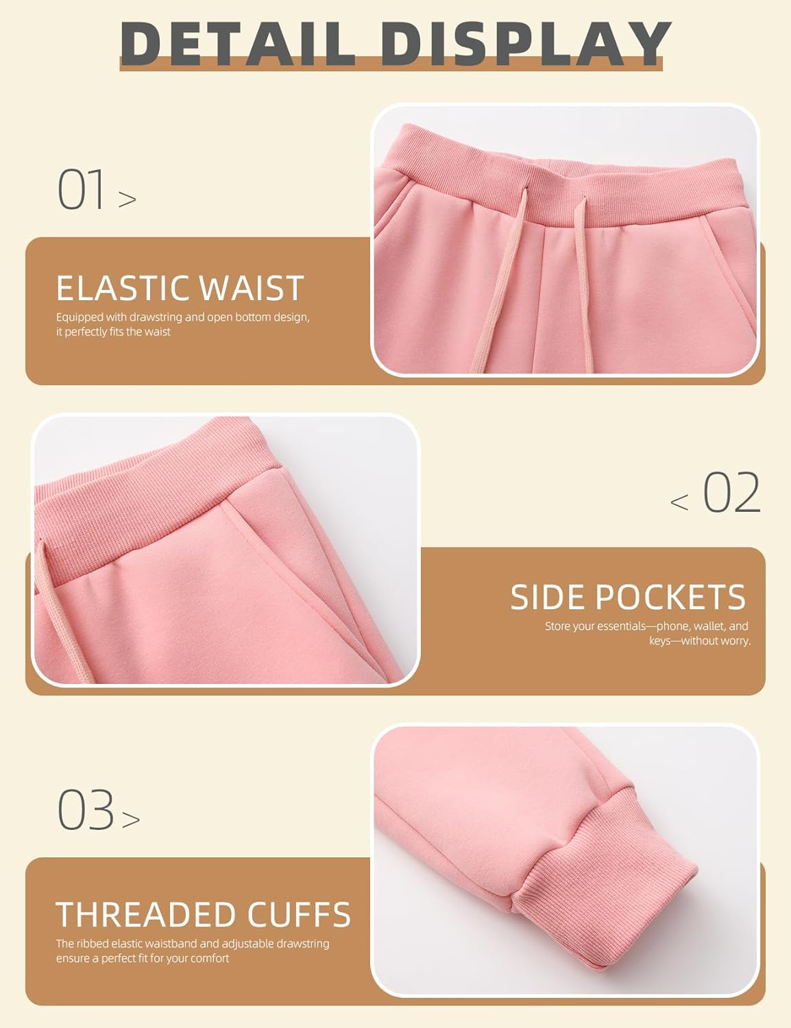 Gihuo Women's Sherpa Lined Sweatpants Winter Warm Fleece Jogger Pants - Image 7