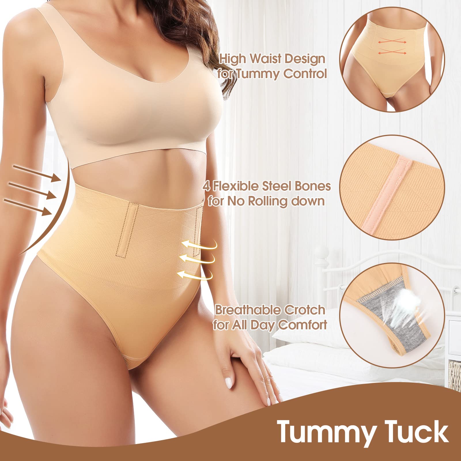 Xnova Perizoma Donna Guaina Contenitiva Modellante, Vita Alta Mutande Contenitive Intimo Thong Shapewear Slip Dimagrante Pancia Piatta Invisibile