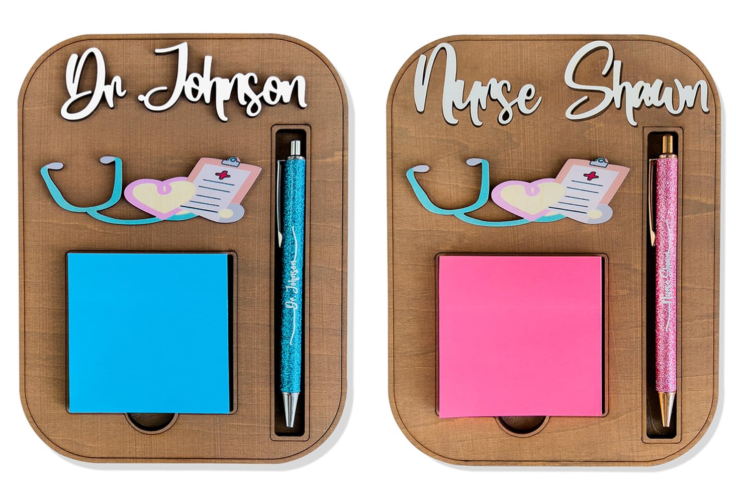Custom Name Post it Holder with Pen Slot Post it Note Holder School Nurse Gift Sticky Note Holder Doctor Gift Nurse Graduation Gift for Her
