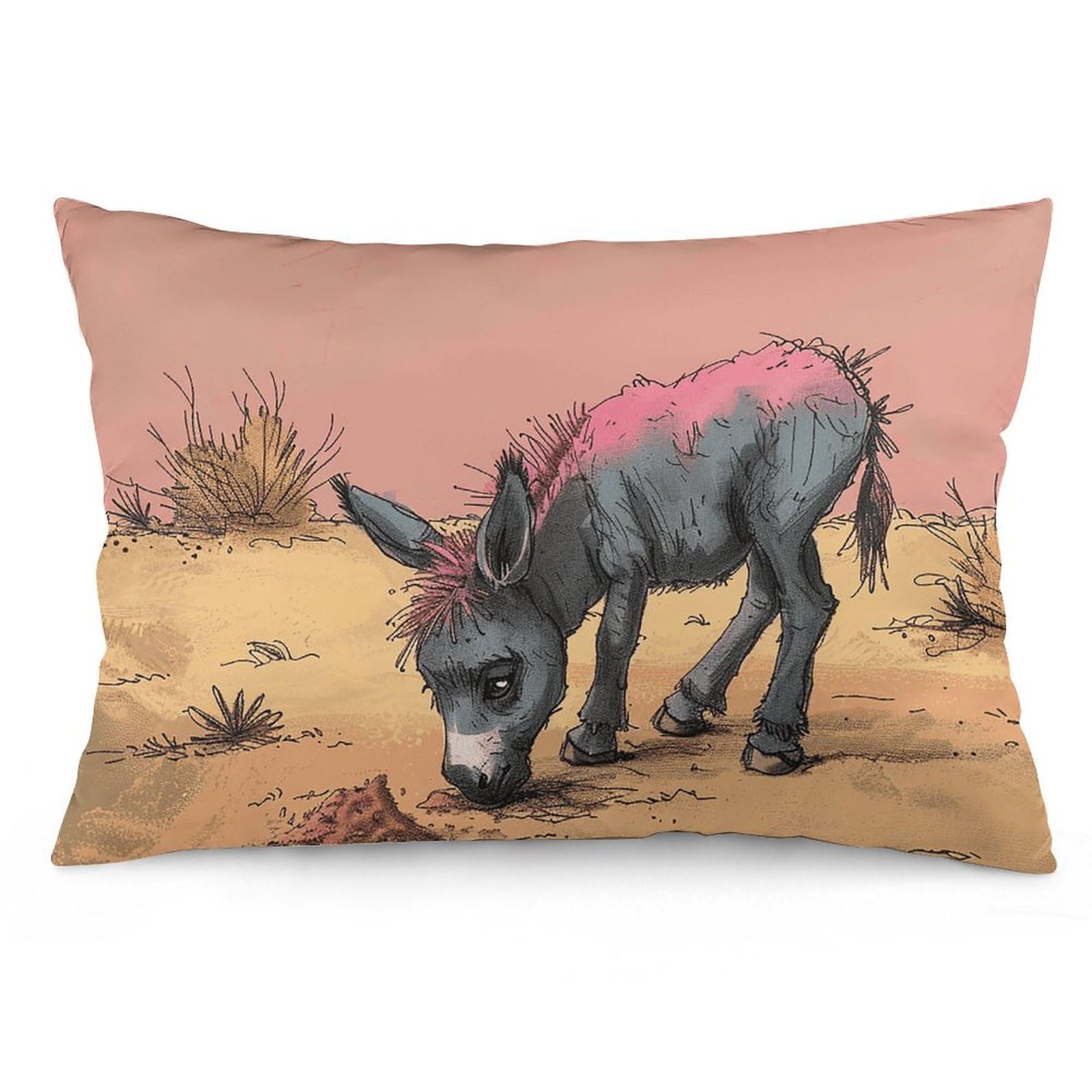 NTVOWPZO 2 Pack Decoration Throw Pillow Covers 16 "x24 Pillowcases Covers Donkey Eats Sand Pillowcases Modern Farmhouse Home Decor Sofa Cushions Covers for Couch Bed Living Room