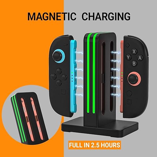 Miniatura 4 de Base de carga compatible con controladores Nintendo Switch 2 Joy Con, estación de carga Switch 2 con indicación LED y cable de carga, color negro
