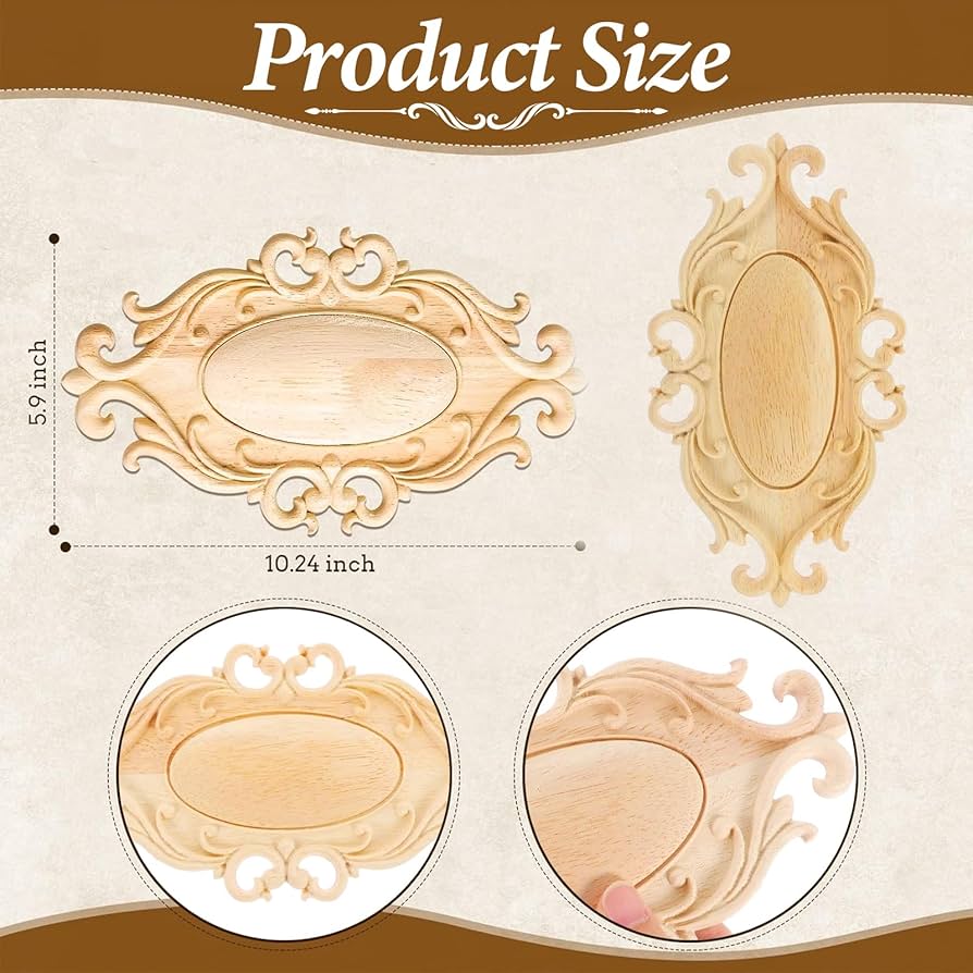 2 Stuks Houten Ornamenten Vintage Stijl - 30x6cm Gesneden Meubel Decoraties