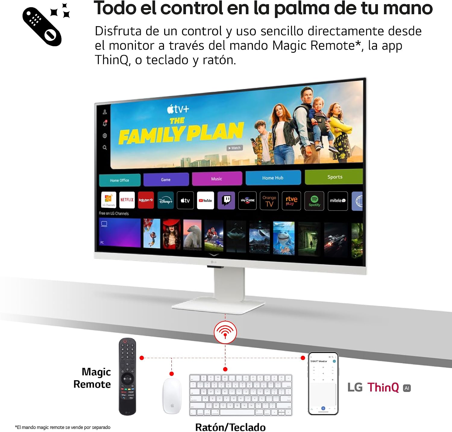 LG 27U511SA-W – Smart Monitor, MyView 27″, Panel IPS, (1920 x 1080), 100Hz, 5ms (GtG), WebOS 23, sRGB 99%, Ajuste en Inclinación (Eje Horizontal), Blanco 9