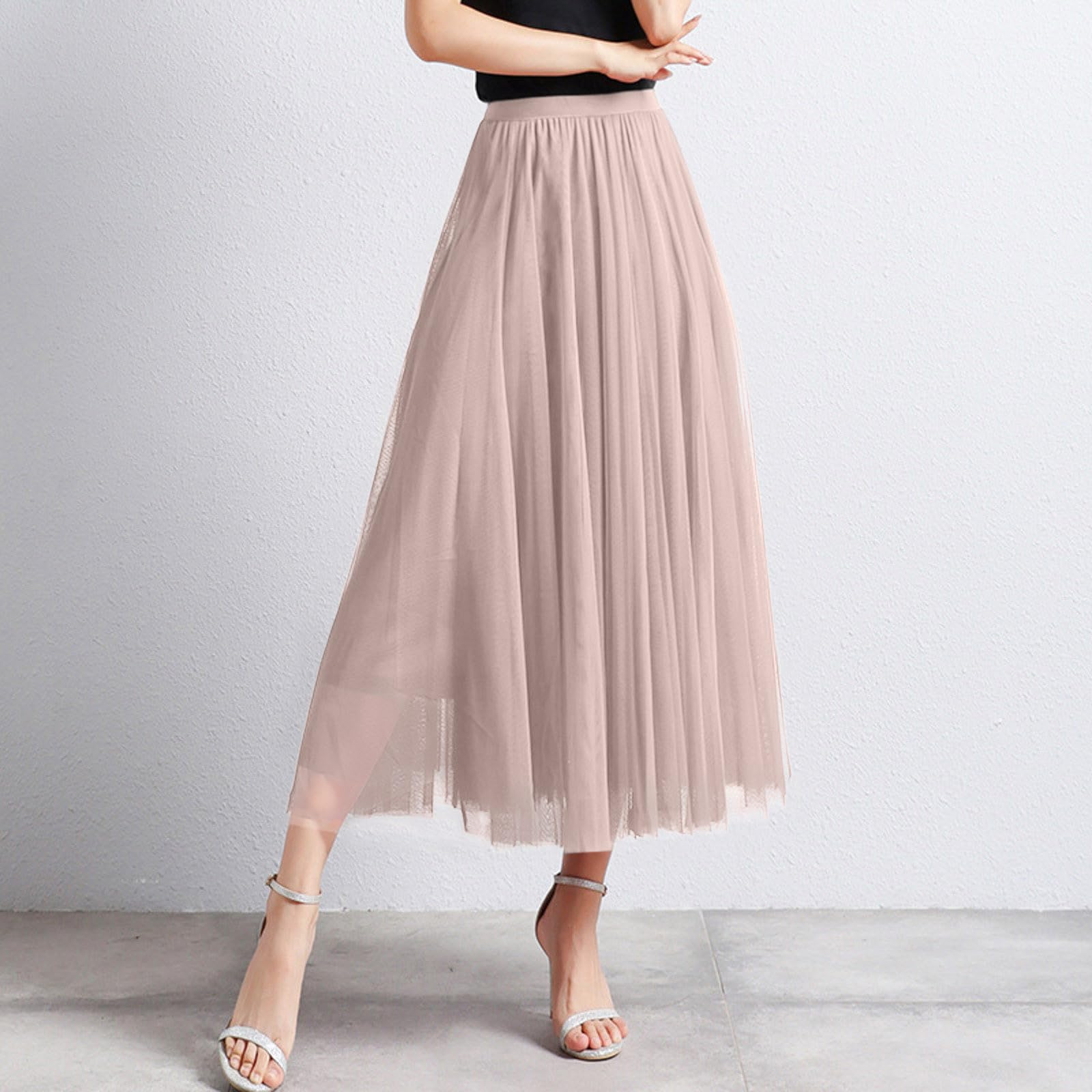 Gonna lunga da donna per danza e festa, linea ad A, in tulle, 2026