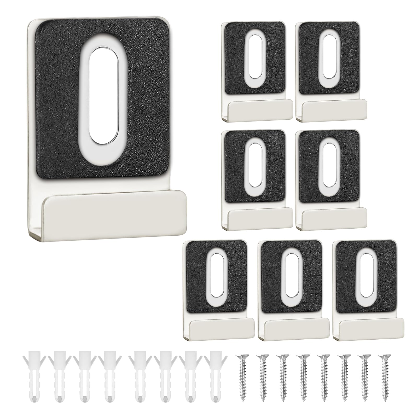 Lsyzhx 8 Pcs Silver 8 Pcs Mirror Fixings, Metal Mirror Clips Heavy Duty Wall Mount For Frameless Mirror & Tile (8 Pcs Silver)