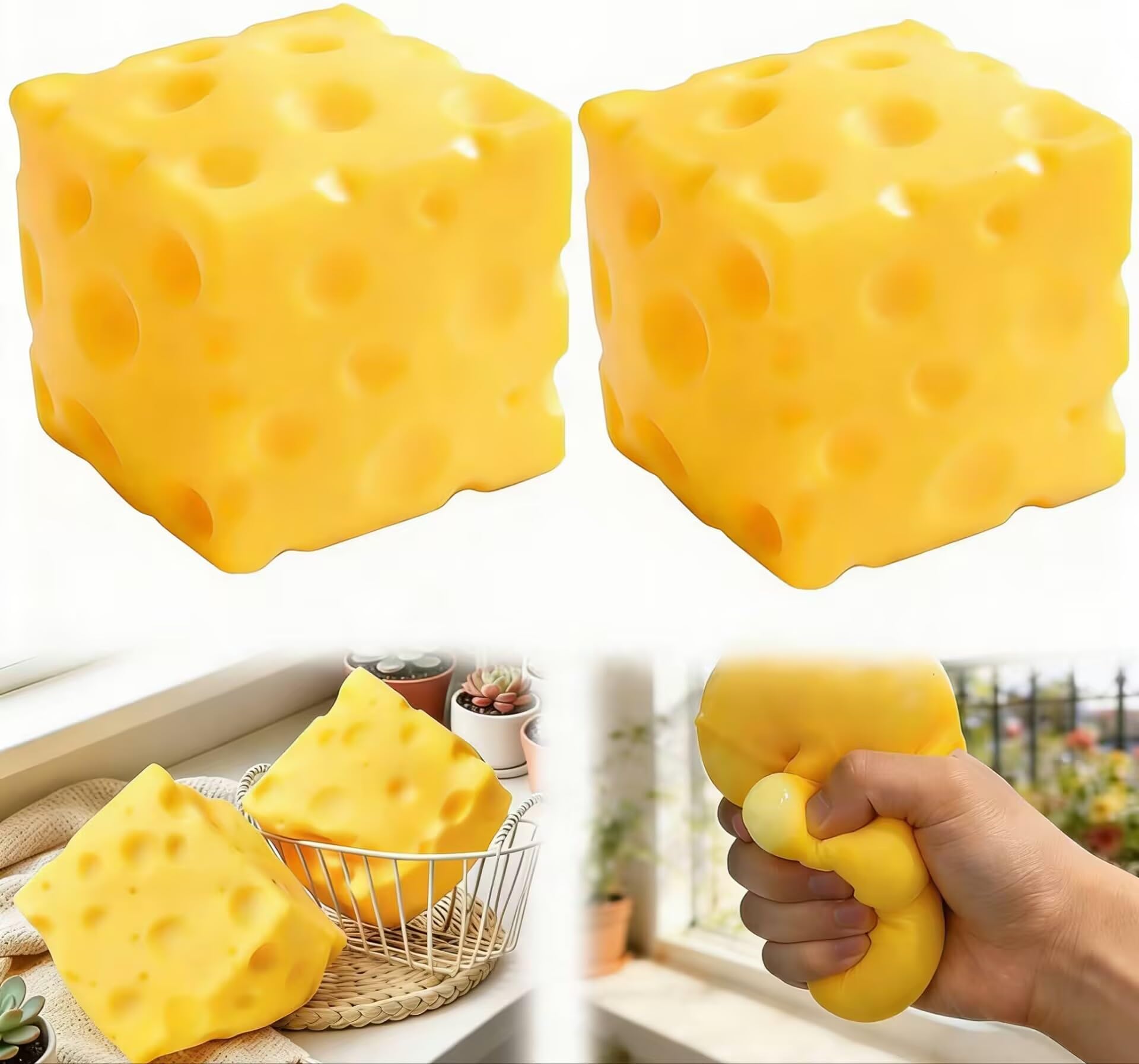 Juguete Anti-estrés De Queso De Silicona – Blando Y Apretable De 6 Cm, Sensor De Relajación Para Niños Y Adultos, Portátil