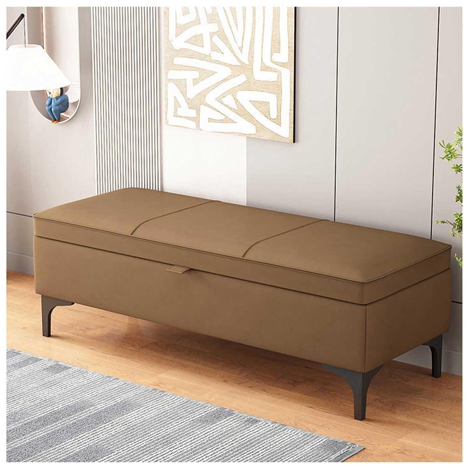 MSHGSKU Light Curry Storage Bench & Ottoman for Bedroom Shoe Rack & Footrest 500 LB Capacity 31x15x15 in Stylish Multi Functional Furniture for Home & Retail Spaces