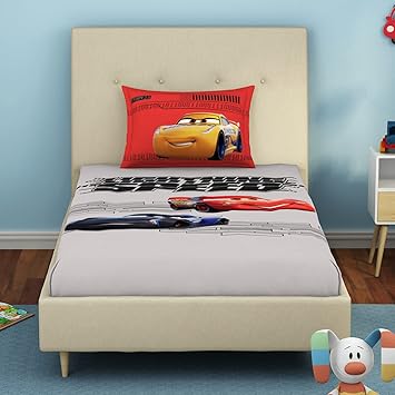 SPACES Disney 100% Cotton Single Bedsheet with Pillow Covers Stain Release Breathable Fabric Skin Safe Printed(152CMX224CM/43CMX68CM) - Grey