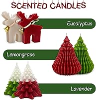 Vista 2 de Scented Candles Gift Set, Elk & Christmas Tree Shaped Candles, 6 Pack Handmade Soy Wax Xmas Aromatherapy Candle Home Party Dinner