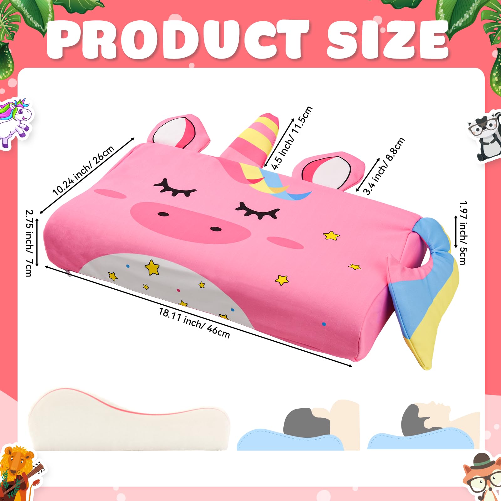 YAOZUP Cuscino Memory Foam Bambini,Cuscino Culla,Cuscino per Bambini con Federa,Ipoallergenico,Anti Acari,Cuscino per Bambini per Sonnellini per Ragazzi e Ragazze (3-10 Anni) (Unicorno)