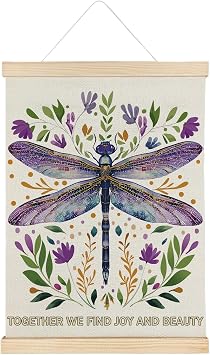 SereneHanctuary Inspirational Purple Dragonfly Classroom Wall Art, Dragonfly Botential Kids Room Wall Decor,Playroom Poster Hanger Frame for Nursery Kids Toddler Room Decor,12X16Inches