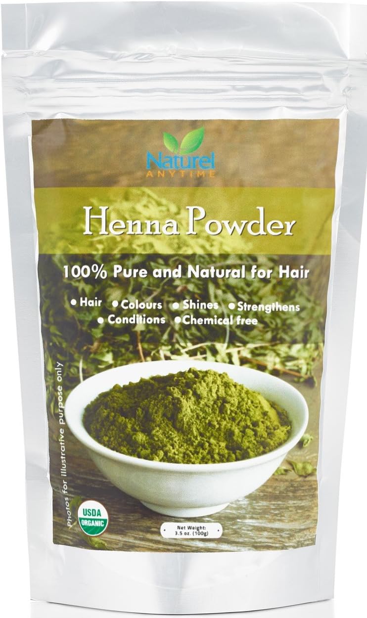 Organic Henna (Lawsonia Inermis) (100g) - 100% Pure Natural Chemical Free Hair Dye - PPD Free Certified Mehndi Henna Powder - Strengthening & Conditioning Herbal Hair Shine Powder