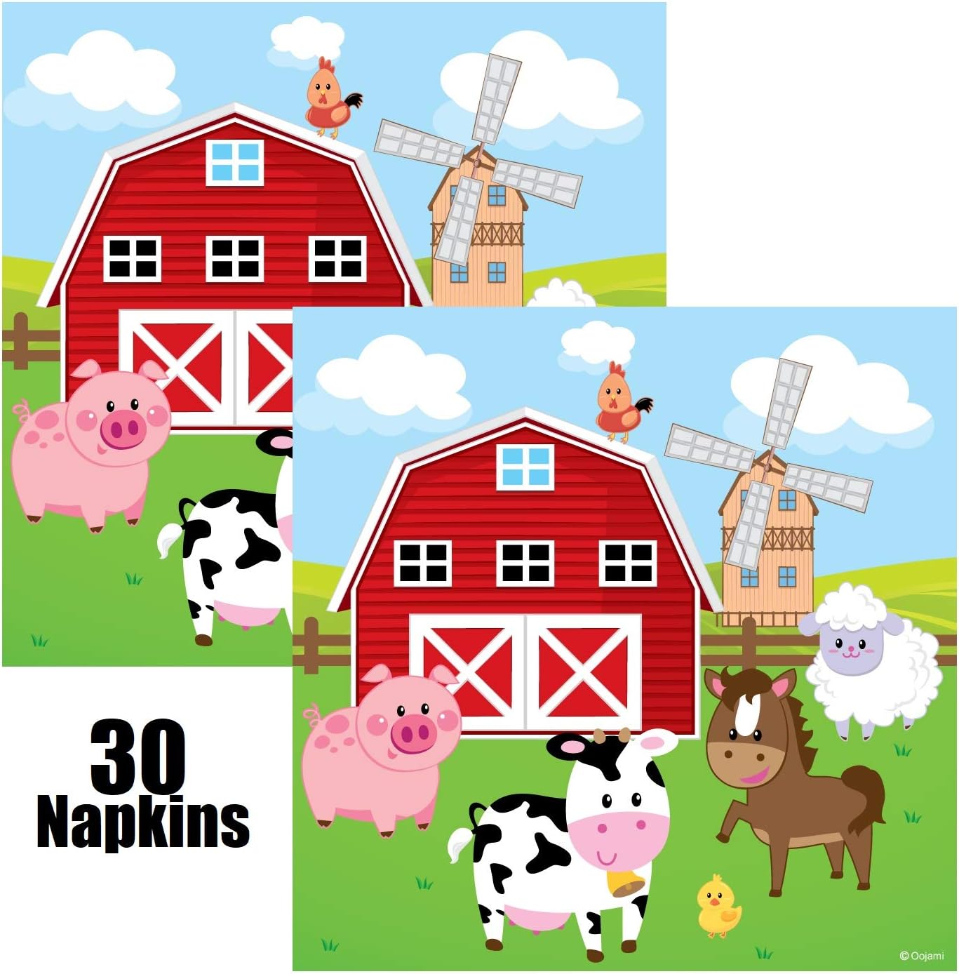 Serves 30 Complete Party Pack Farm House Fun Barnyard Animals Party Supplies 9" Dinner Paper Plates 7" Dessert Paper Plates 9 oz Cups 3 Ply Napkins Farm Animal Barn Themed Party Supplies