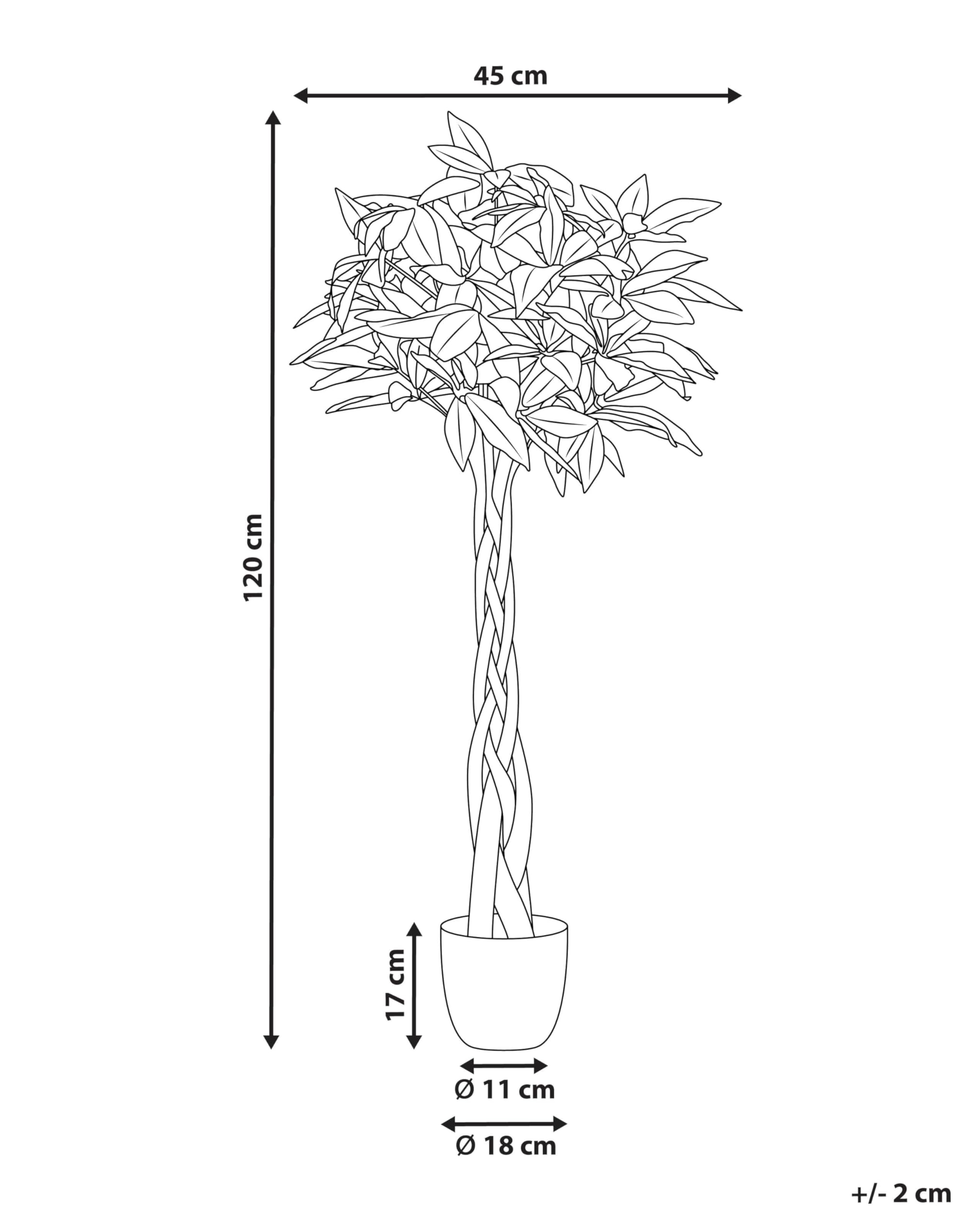 Sztuczna roślina w doniczce drzewko pieniężne tworzywo sztuczne pleciony korzeń 120 cm Pachira Tree