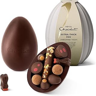 Premium Vegan Chocolate Easter Egg, 13.8oz – Extra Thick Gourmet Easter Candy Gift – Luxury Chocolate Egg – Hotel Chocolat
