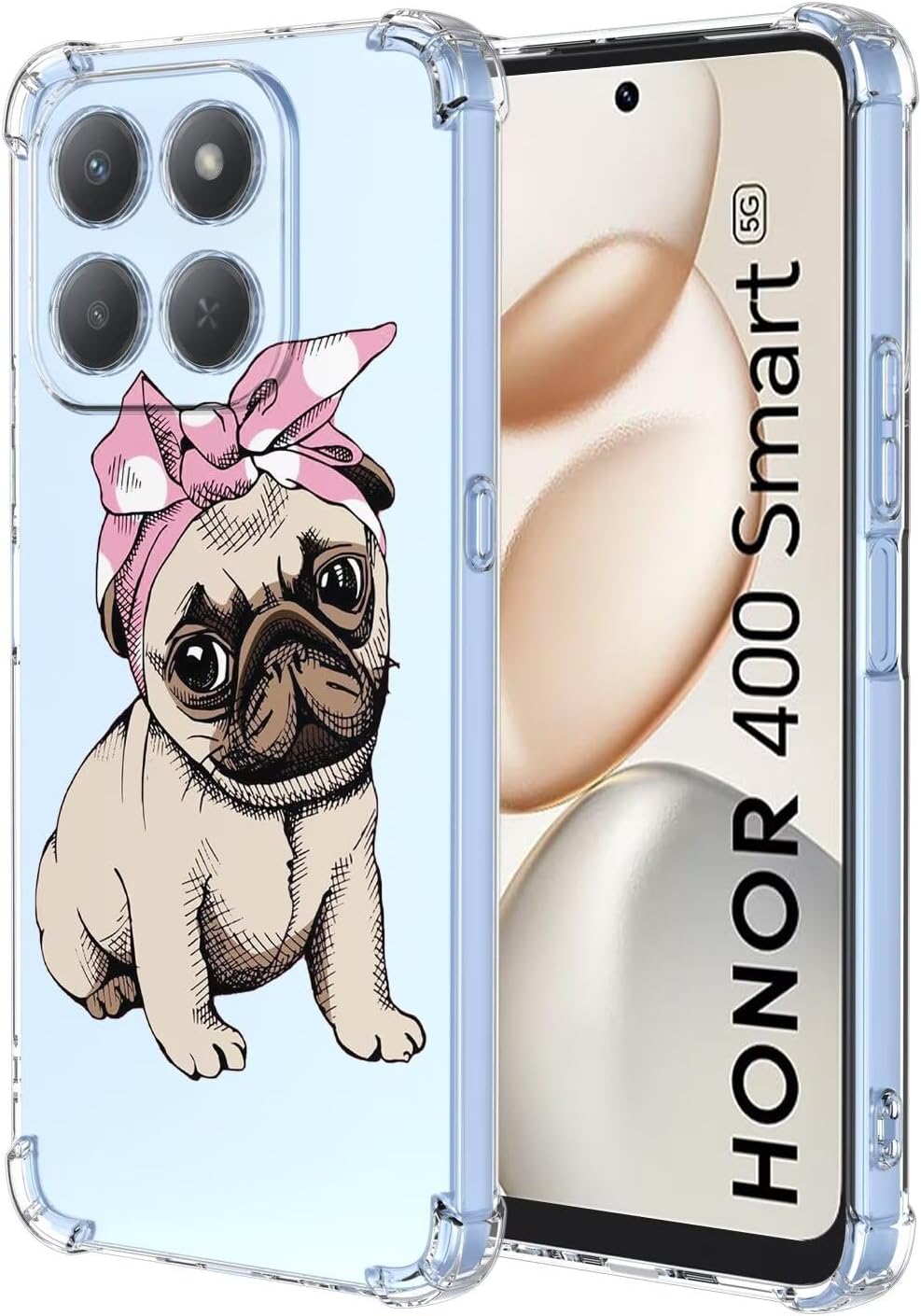 HONLEN H lle f r Honor 400 Smart 4G/5G / Honor X7d Case 6.77 Inches Transparent Farbverlauf Design TPU Silicone Handyh lle Verst rkung mit Vier Ecken Cover - Franz sischer Kampf