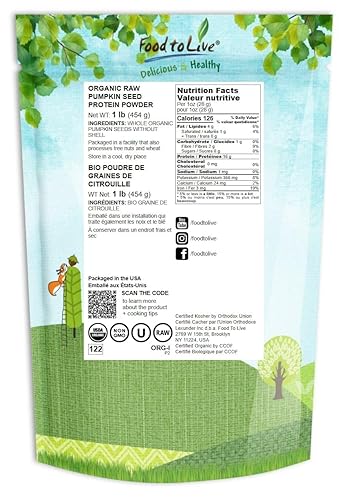 Miniatura 10 de Proteína de semillas de calabaza orgánicas en polvo 2 libras  60 de proteína sin OMG no irradiado harina pura kosher superalimento vegano granel